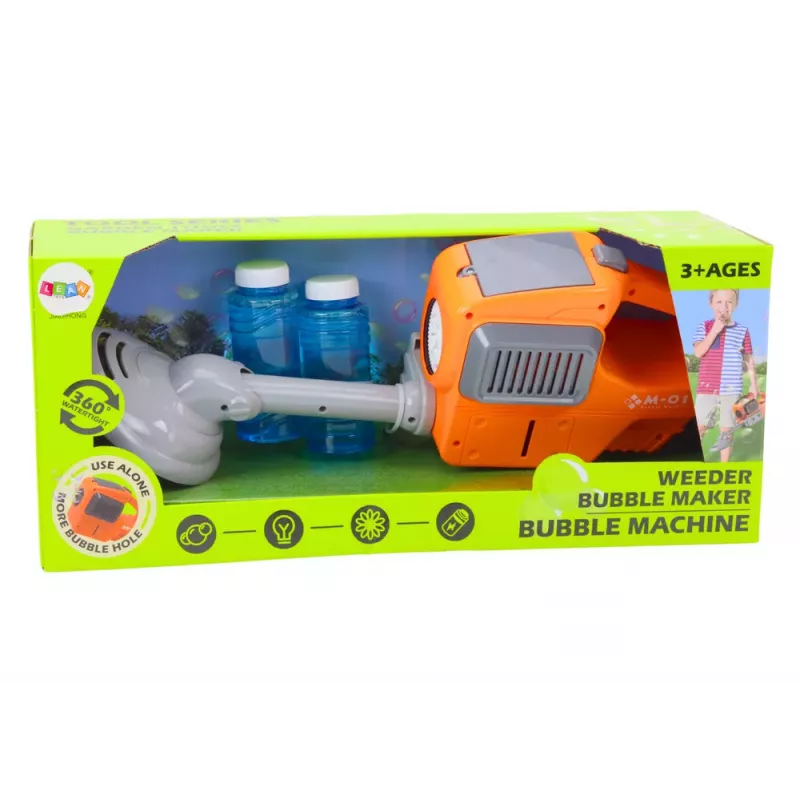 LEAN TOYS Bellenblaasmachine grasmaaier-trimmer twee vloeistoffen oranje