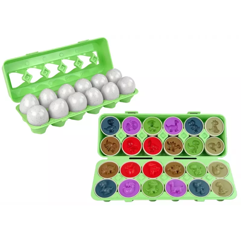 LEAN TOYS Educatieve eiersorteerset Dinosaurus Puzzel 12 delen