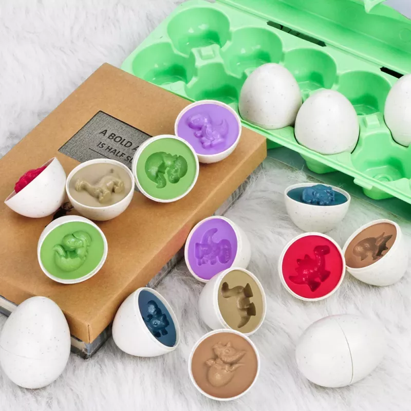 LEAN TOYS Educatieve eiersorteerset Dinosaurus Puzzel 12 delen