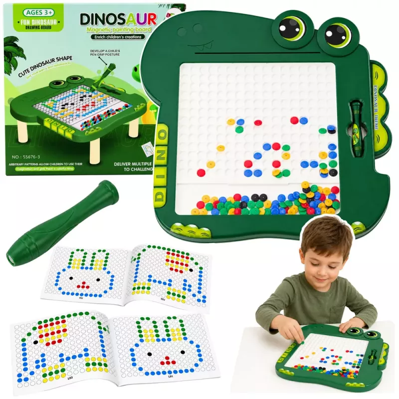 LEAN TOYS Educatief magneetbord Dinosaurus-pad-puzzel Groen