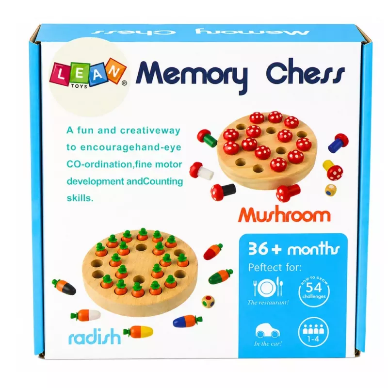 LEAN TOYS Family Memory Game Paddenstoelen Hout