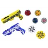 LEAN TOYS gun launcher set 4 metalen schijven blauw geel lichten