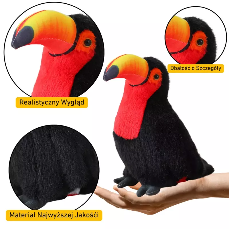 LEAN TOYS Pluchen toekan vogel pluche mascotte knuffel rood 20cm