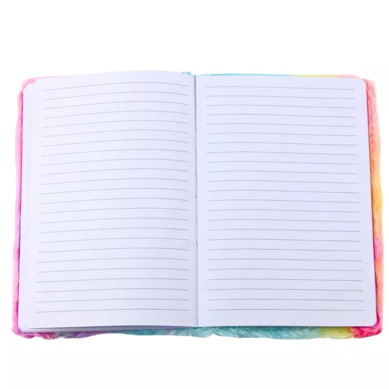 LEAN Pluche notitieboek gelinieerd met eenhoorn 3D kleurig