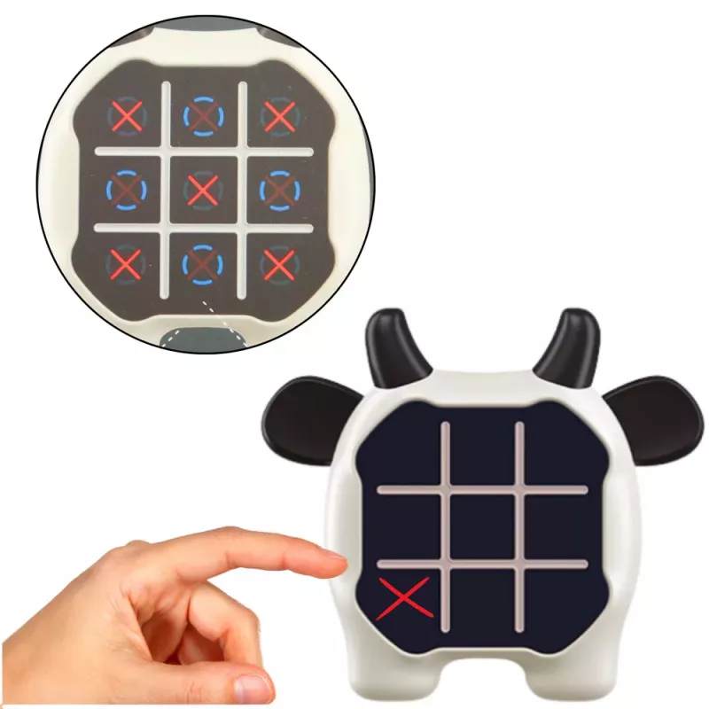 LEAN TOYS Elektronisch spel 3in1 boter-kaas-en-eieren memory koe zwart en wit