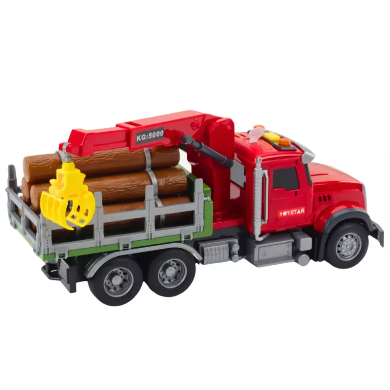 LEAN TOYS Houtkraanwagen licht geluiden rood 1:14