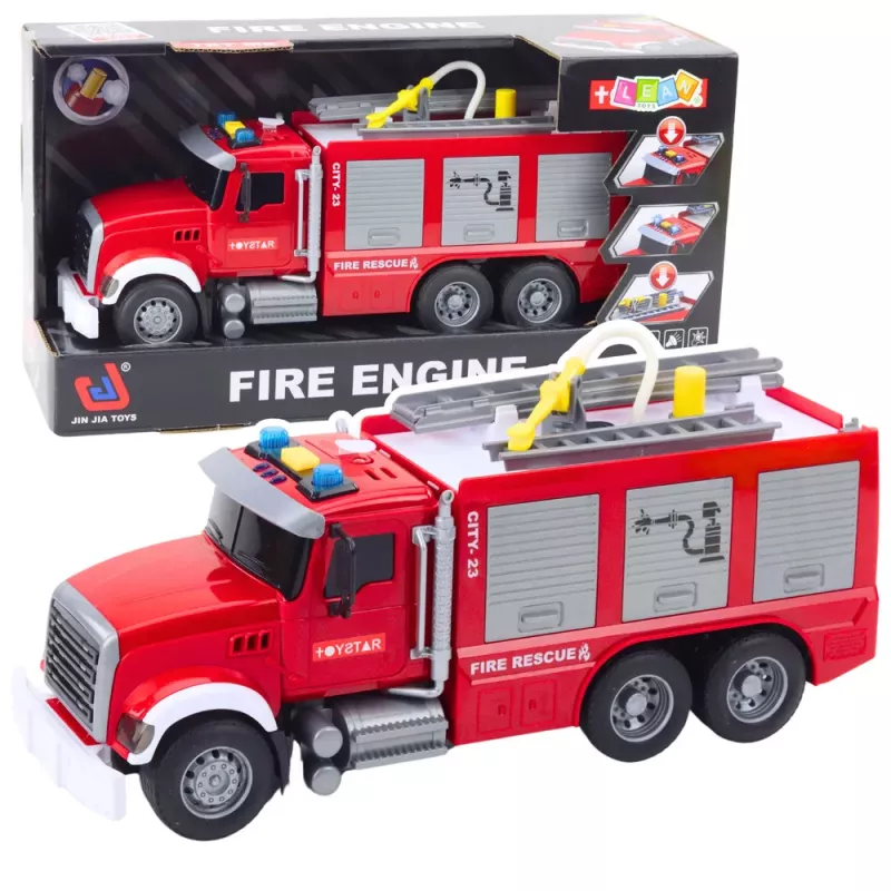 LEAN TOYS Brandweerwagen water lichten geluiden rood 1:14