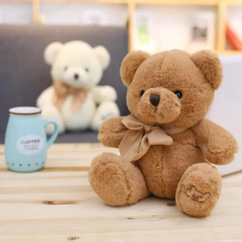 LEAN TOYS Pluche Mascotte Knuffel Grote Teddybeer met Strik Bruin 40cm