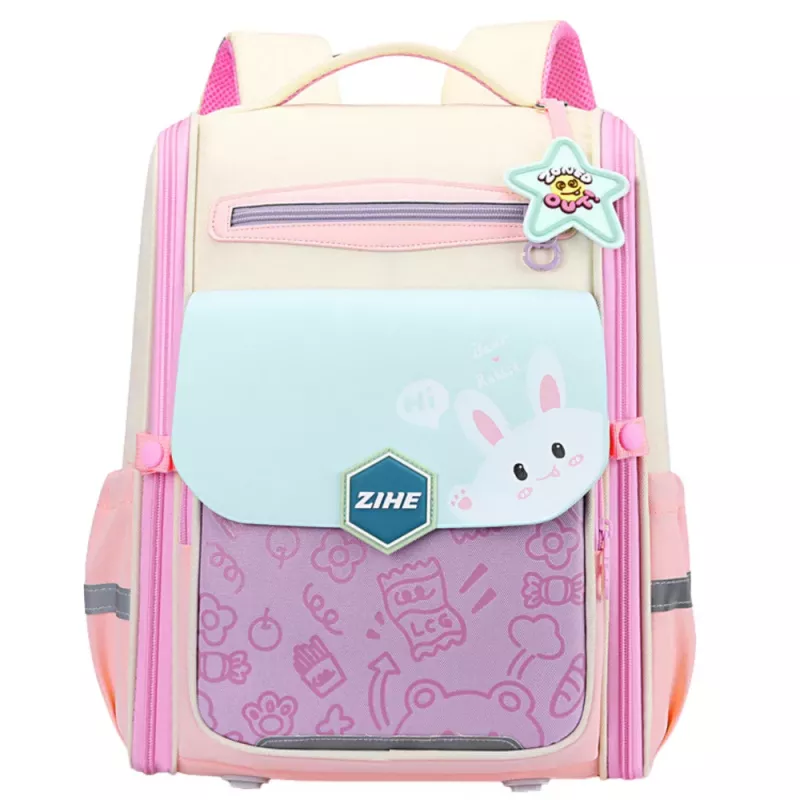 LEAN Schoolrugzak met Konijn Borstgordel Pastel 21L