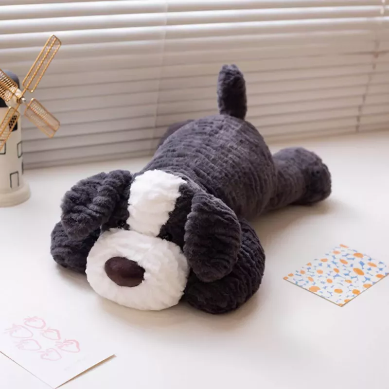 LEAN TOYS pluche mascotte knuffel hond donkergrijs 30cm