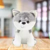 LEAN TOYS pluche mascotte knuffel wolf wit grijs 20 cm