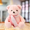 LEAN TOYS Pluche mascotte knuffel teddybeer met sjaal roze 35cm