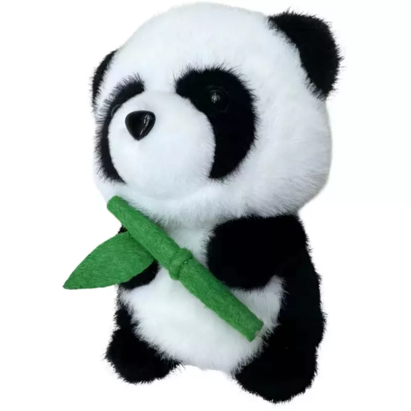 LEAN TOYS Pluche mascotte knuffel panda met bamboe 18cm