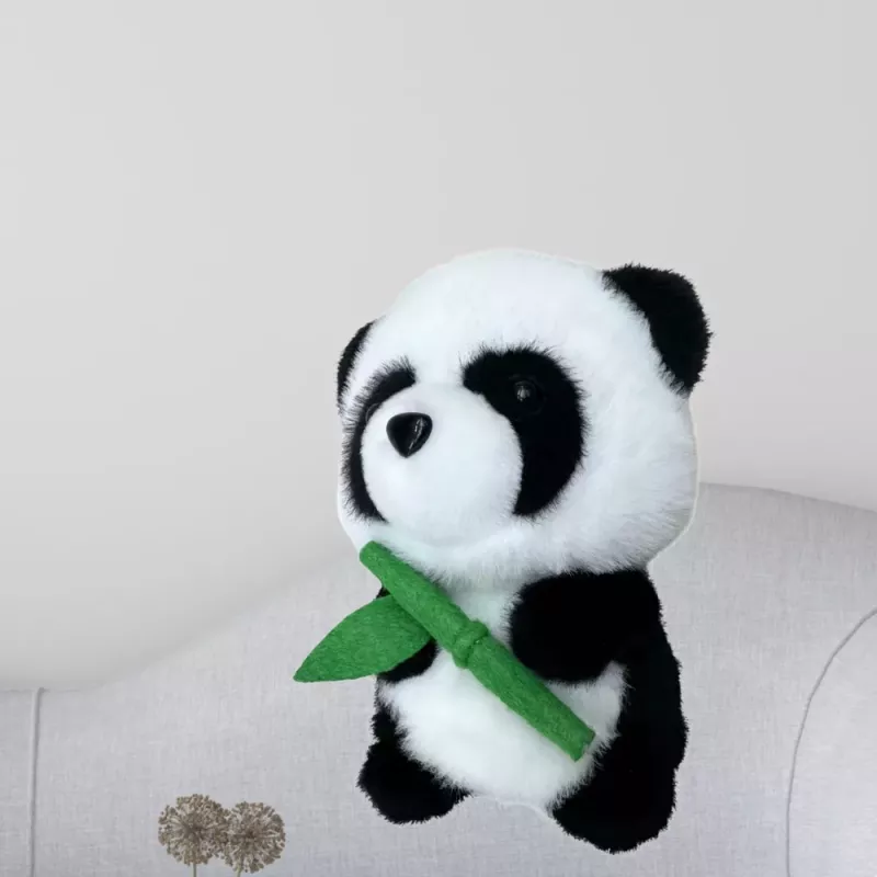 LEAN TOYS Pluche mascotte knuffel panda met bamboe 18cm