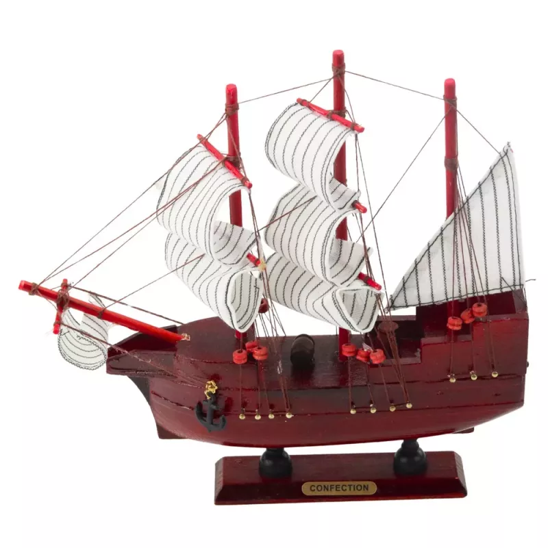 LEAN TOYS Collector decoratiemodel zeilschip rood 24x23cm