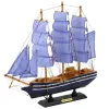 LEAN TOYS Collectorstuk decoratief zeilschip wit en blauw 33x31cm