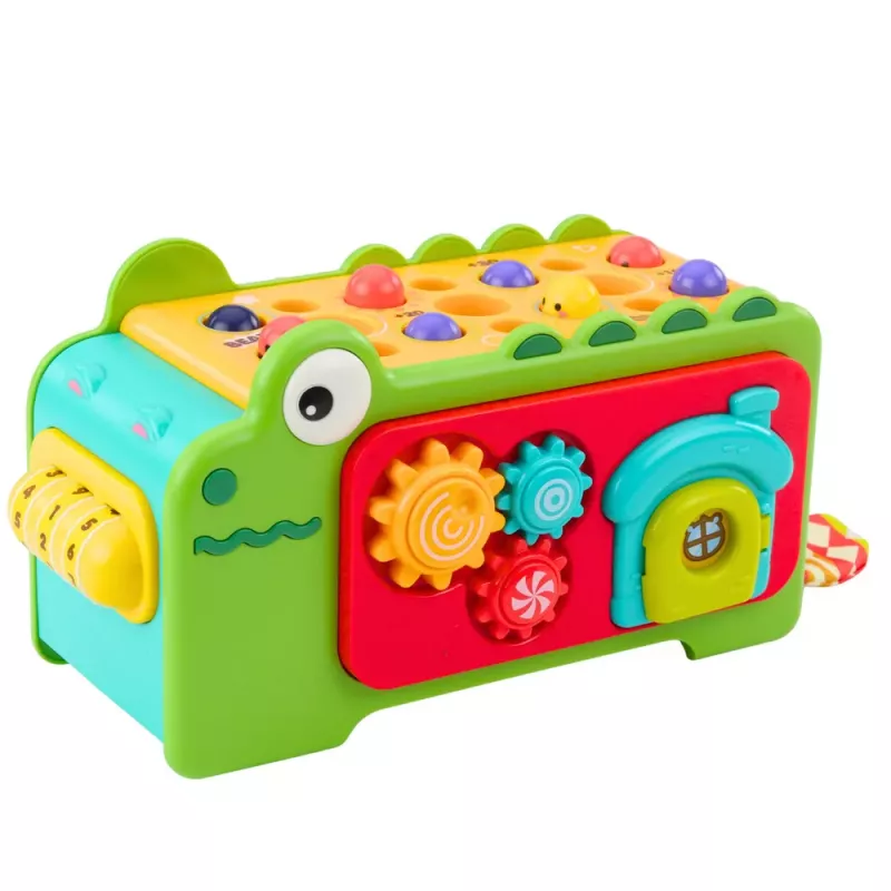 LEAN TOYS Educatieve Sensorische Kubus Cimbalen Doolhof Krokodil