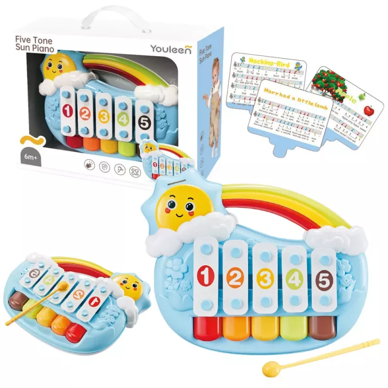 LEAN TOYS Vijf-Toons Educatieve Piano voor Peuters Blauwe Zon