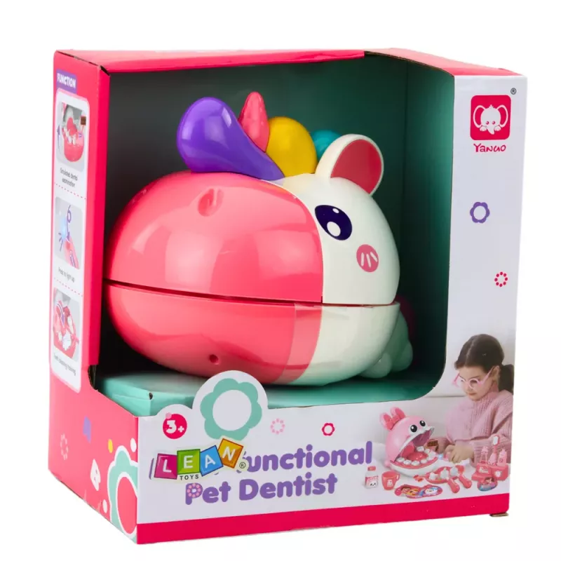 LEAN TOYS Eenhoorn Tandarts Educatieve Set Dokter Tandarts Roze