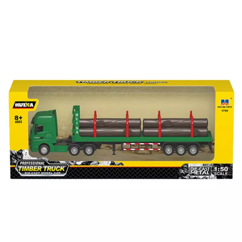 Huina 1:50 houttransportwagen metaal die-cast model groen