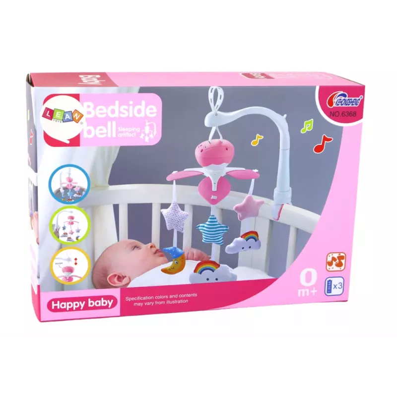 LEAN TOYS babybedmobiel sky geluid roze