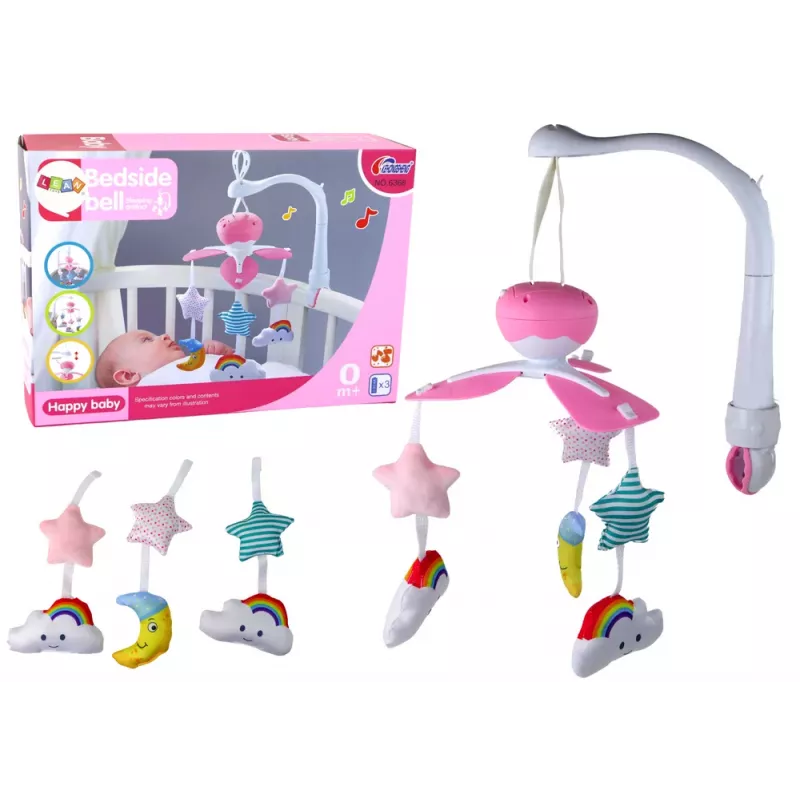 LEAN TOYS babybedmobiel sky geluid roze