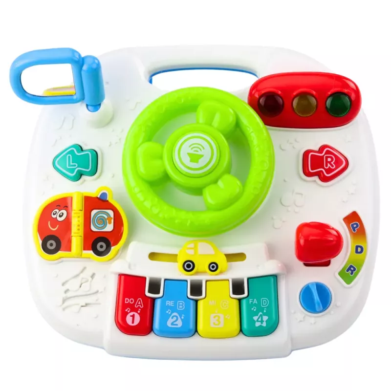 LEAN TOYS Paneel interactieve tafel educatief stuurwiel 2in1 lichten geluiden