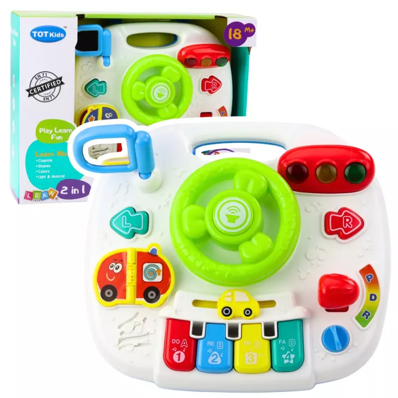 LEAN TOYS Paneel interactieve tafel educatief stuurwiel 2in1 lichten geluiden