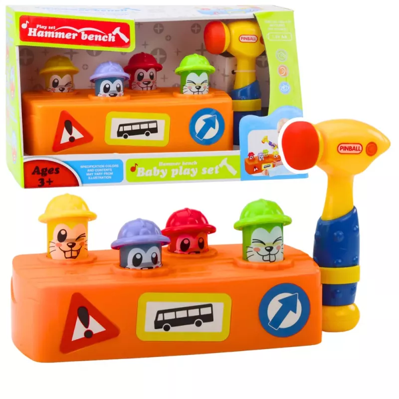 LEAN TOYS Interactief speelgoed bonte hamer hamster wegenbouw