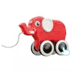 LEAN TOYS Olifant trekspeelgoed aan het koord met piepje eco rood