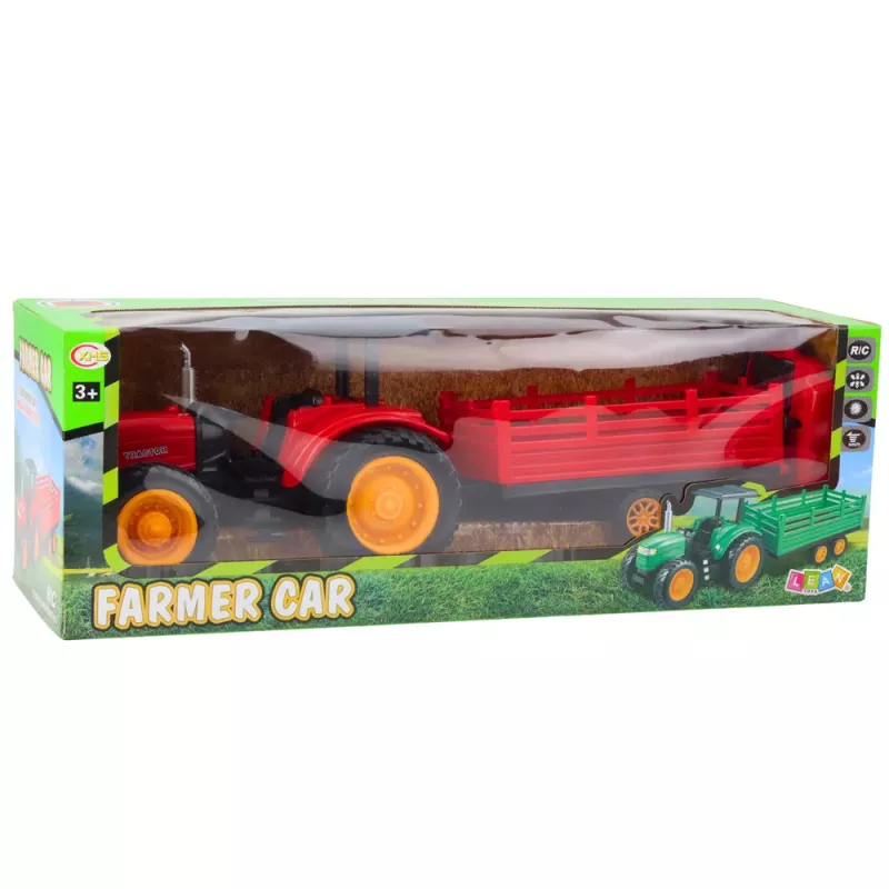 LEAN TOYS RC op afstand bestuurbare tractor met aanhanger rood