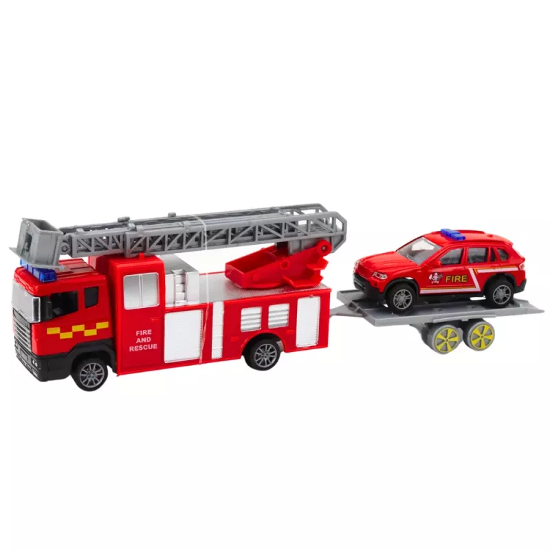 LEAN TOYS Brandweerauto's speelset rood