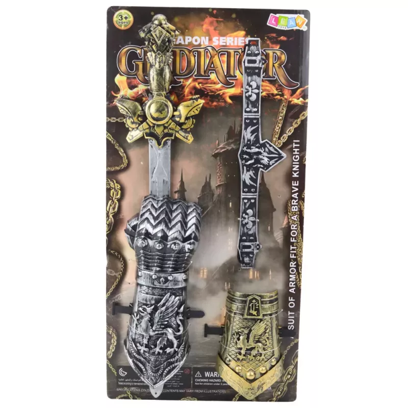 LEAN TOYS Ridder set gladiator zwaard borstbescherming riem versierd