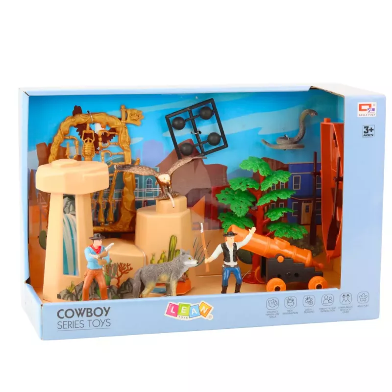 LEAN TOYS Cowboy set figuren wilde westen cowboy boot kanon