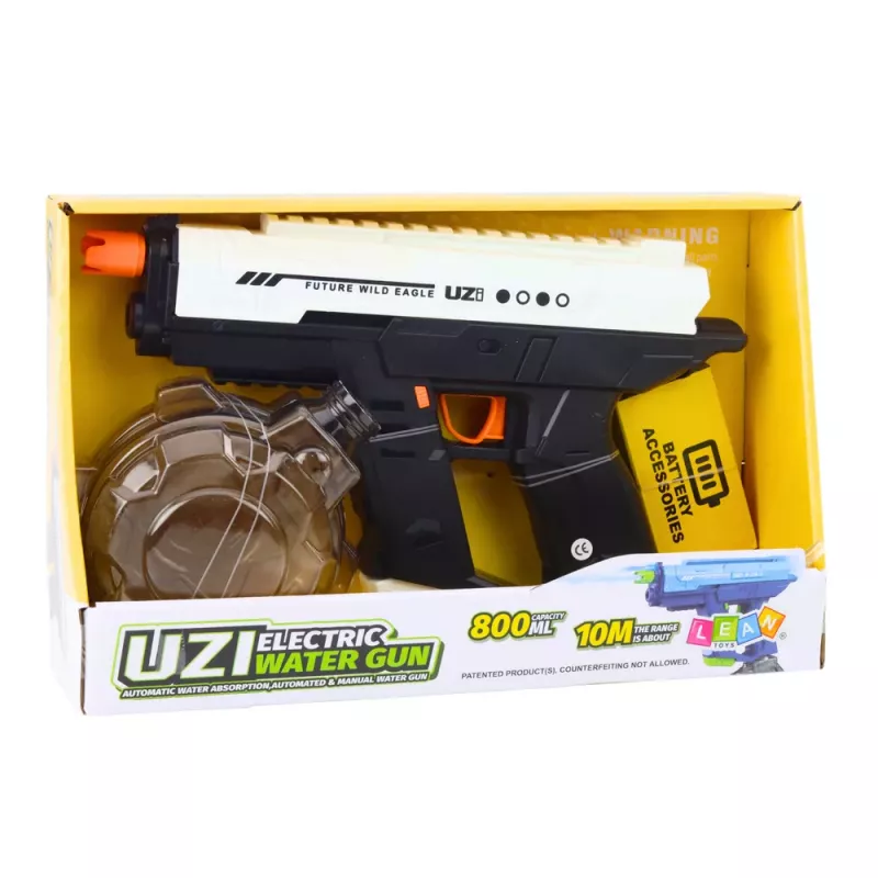 LEAN TOYS Elektrisch waterpistool automatisch 10 m zwart wit 800 ml
