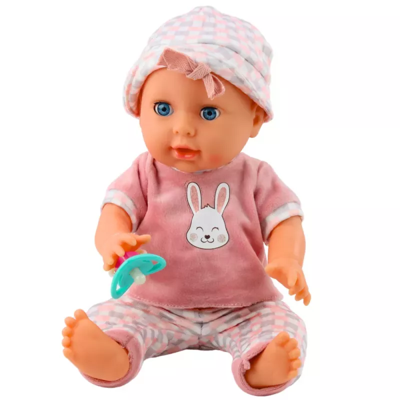 LEAN TOYS Babypop baby plast roze set accessoires geluiden 35cm