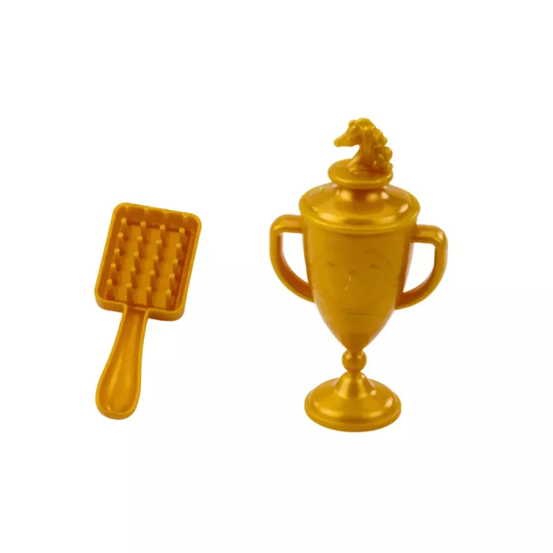 LEAN TOYS Paardenverzorgingsset met manenborstel, zadelbeker, accessoires, bruin