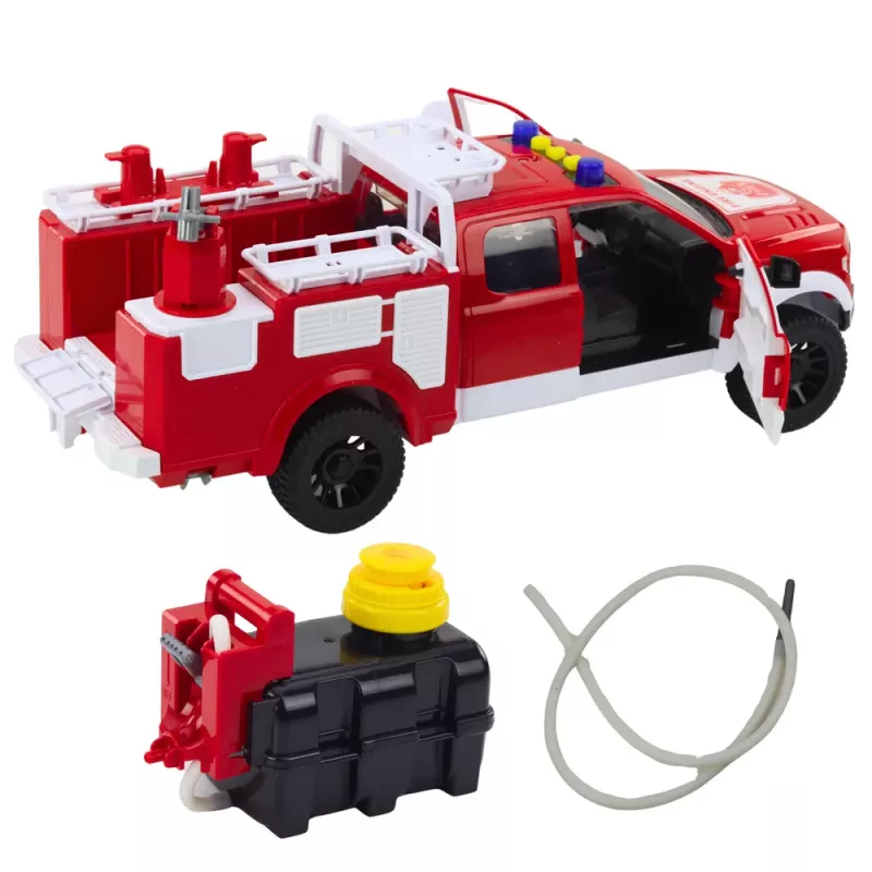 LEAN TOYS brandweerauto met water, lichten en geluiden, wit rood 1:12