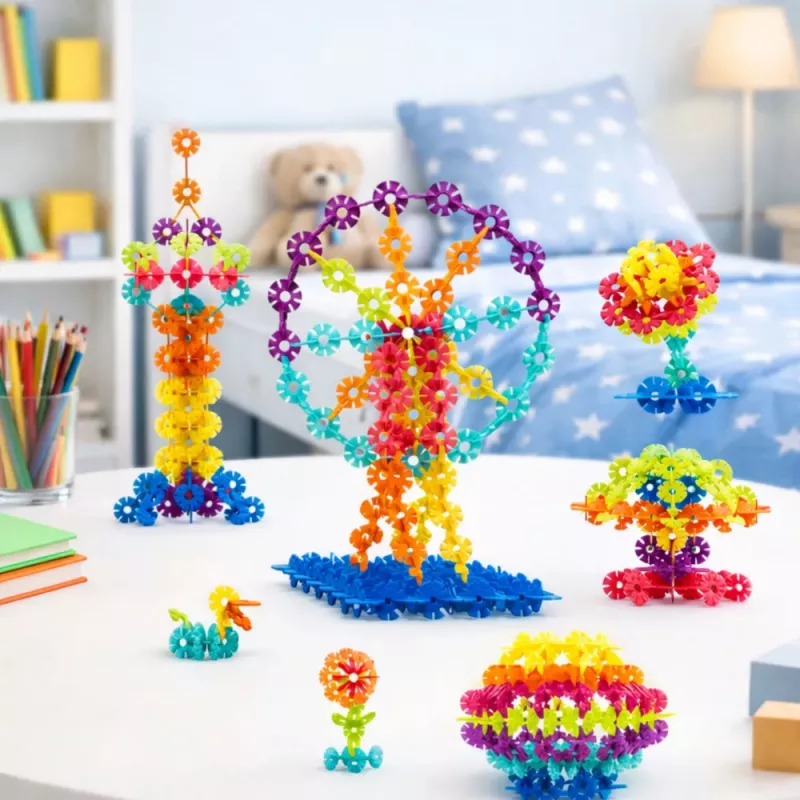 LEAN TOYS sneeuwvlok bouwstenen set in koffer 140 stuks