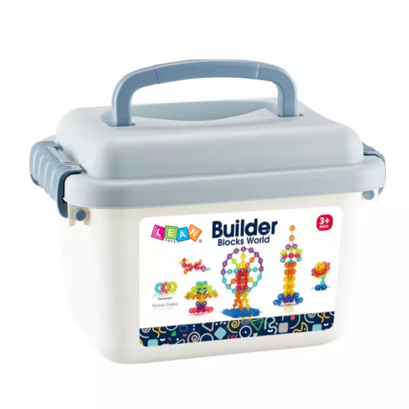 LEAN TOYS sneeuwvlok bouwstenen set in koffer 140 stuks