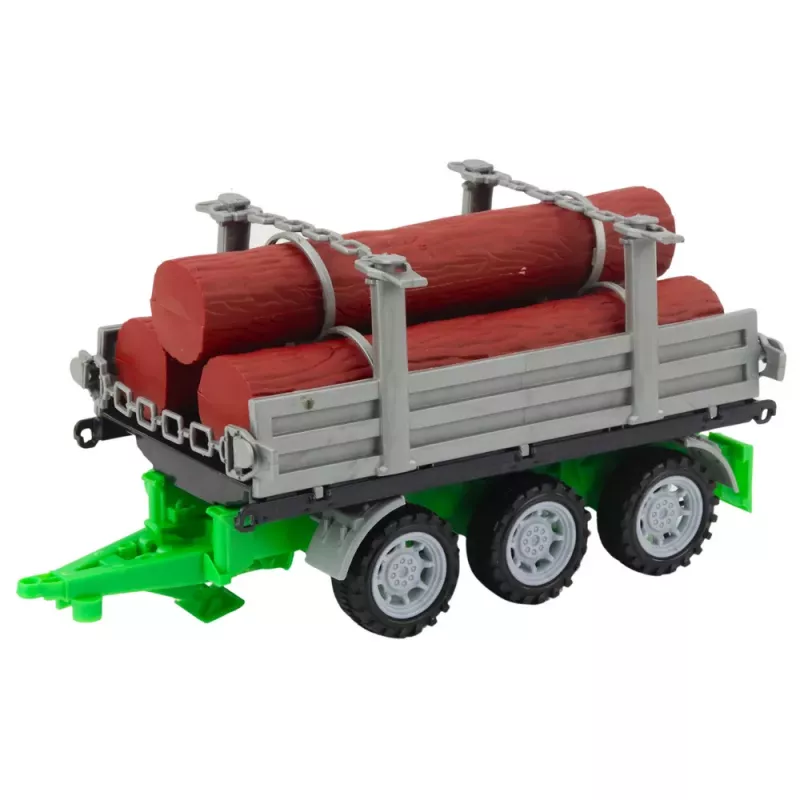 LEAN TOYS Groene landbouwtractor met aanhanger voor boomstammen 47cm