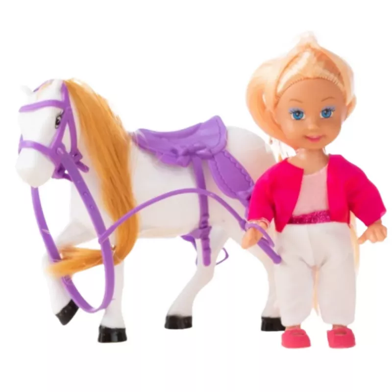 LEAN TOYS Mini-poppenset met rijcostuum en zadel