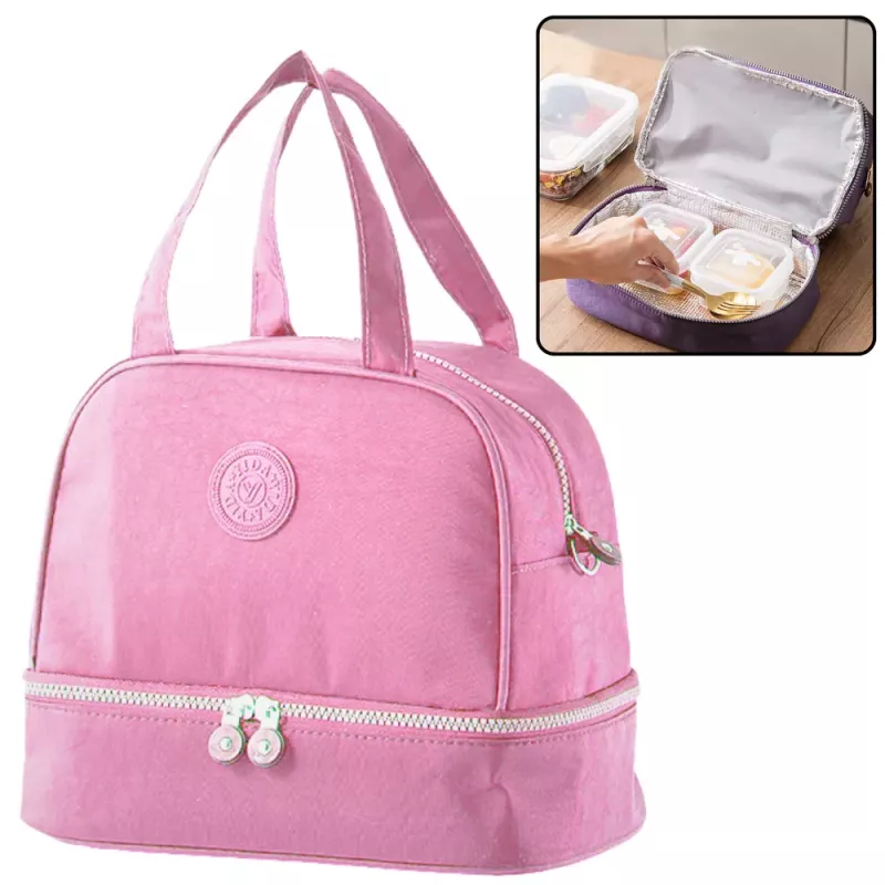 LEAN Thermische isolerende lunchtas met verstelbare band roze 27cm