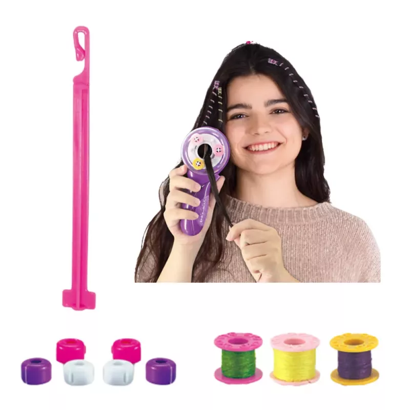 LEAN TOYS haarverzorgingsset vlechtmachine draden elastiekjes kralen