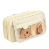 LEAN etui met twee vakken, vakjes en accessoires, capybara, 21x12 cm