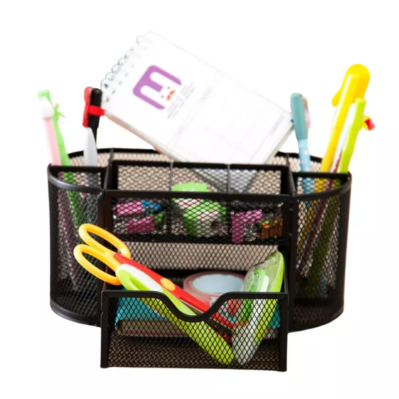 LEAN Metalen bureau-organizer met lade, zwart