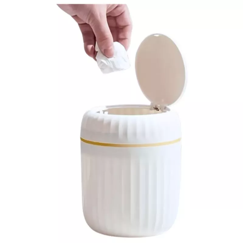 LEAN Mini-prullenbak deksel opening universeel elegant wit