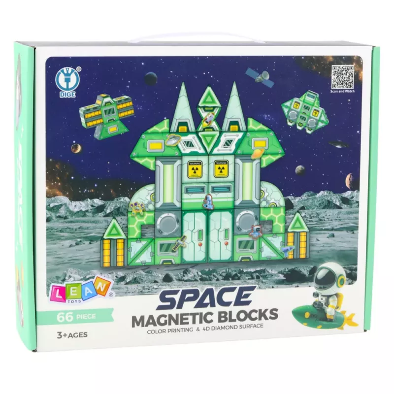 LEAN TOYS Magnetische blokken Space ruimtestation 4D 66st