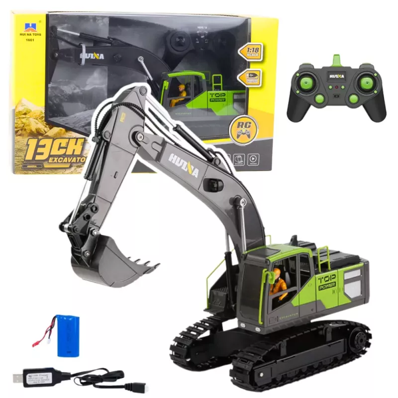 Huina Rupsgraafmachine met afstandsbediening groen 1:18
