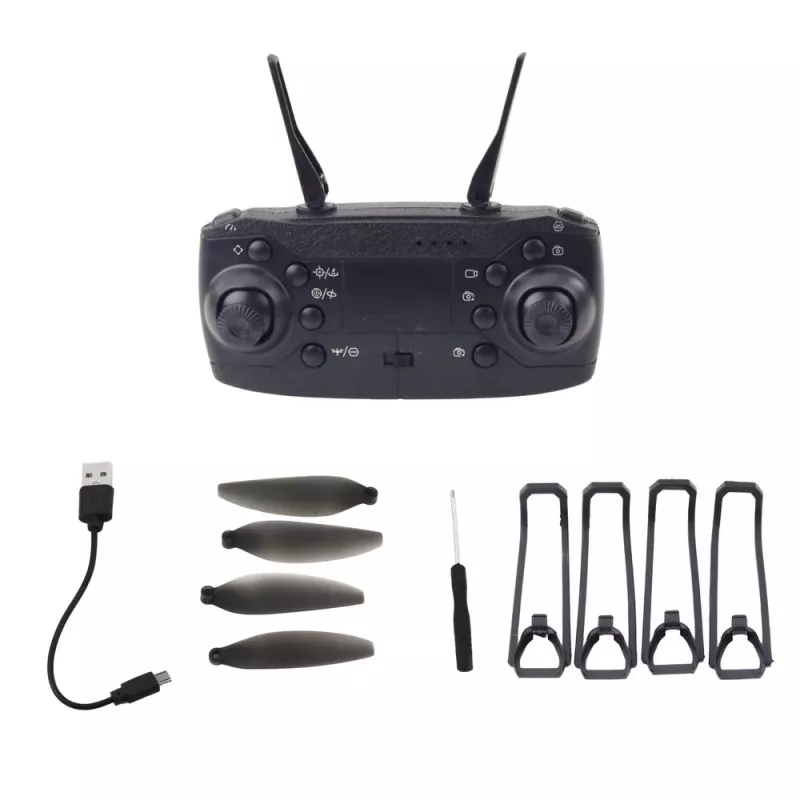LEAN TOYS Drone Y329 HD camera WiFi FPV quadcopter met LED-verlichting, app-besturing, zwart carbon